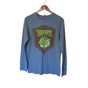Terrapin Beer CO. Long Sleeve Shirt Thermal Men's L Blue Athens GA Brewery